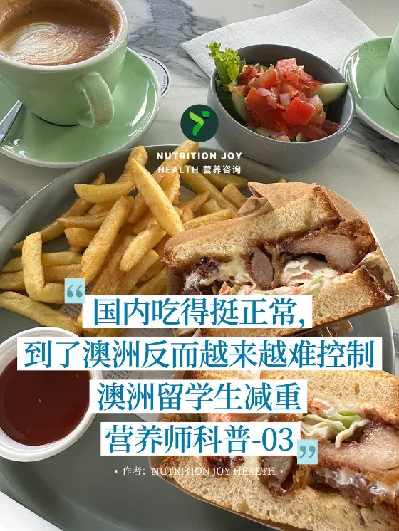 薯条与三明治餐盘,配到澳洲后饮食越来越难控制的文字